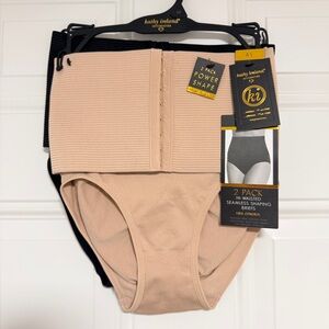 kathy Ireland 2-Pack High-Waisted Shaping Briefs in Nude & Black